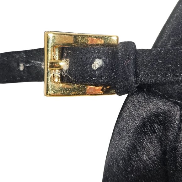 Prada Women Black Satin Heels 37 Minimalist Quiet Luxury Old Hollywood Glam - Picture 12 of 16